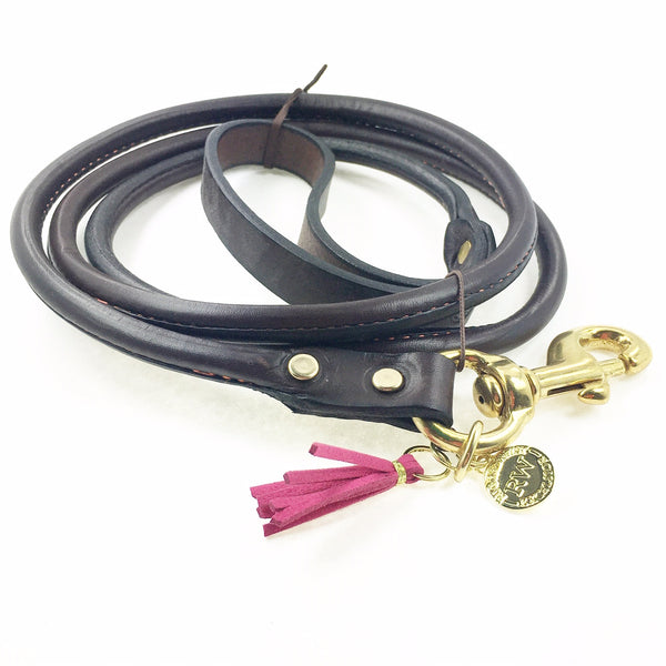 Rolled Leather Dog Leash